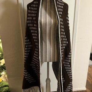 Handmade Brown and White Knit Shawl